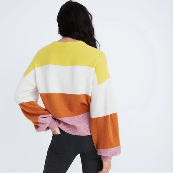 Madewell Gladwell Balloon-Sleeve Pullover Sweater, Color Heather Mulberry Sz XS - Picture 3 of 16